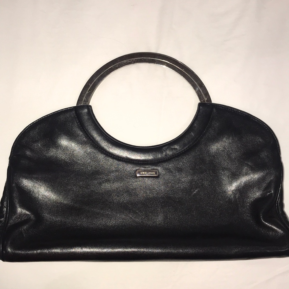 EUC Georgio Armani soft black leather purse